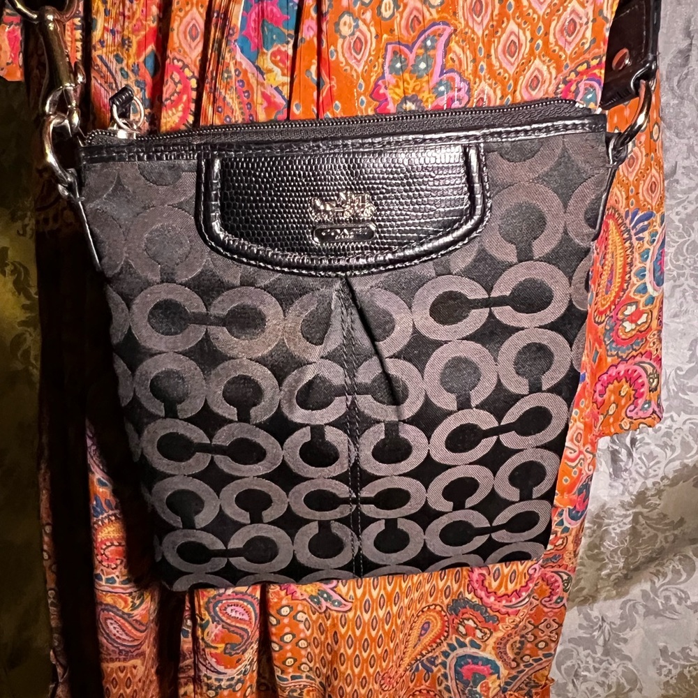 Coach Black and Gray Signature Crossbody Bag